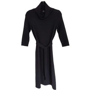 Talbots Italian Merino Wool Blend Black Cowl Neck Sweater Midi Dress Petite P